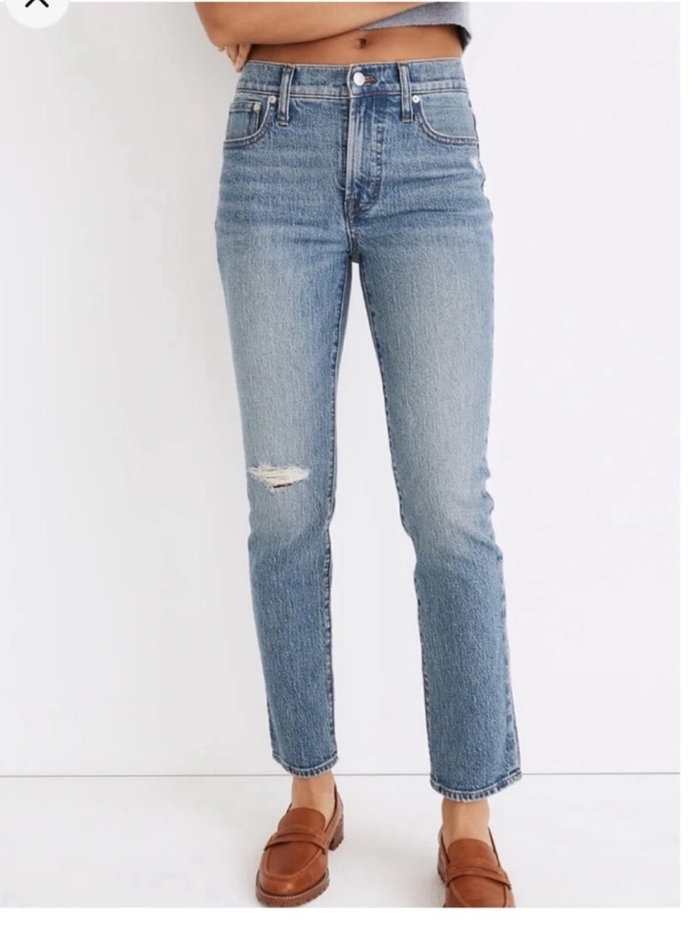 Madewell The Perfect Vintage Jean 25 High Rise Straight Distressed Raw Hem